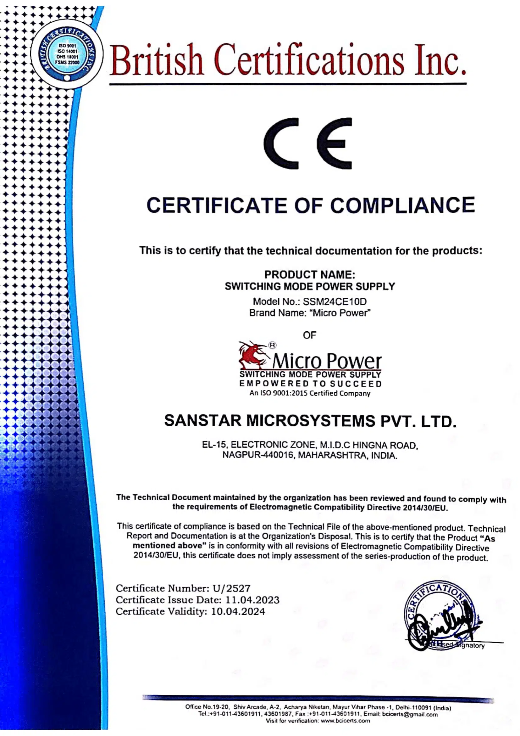 EDITED CE COMPLIENCE CERTIFICATE